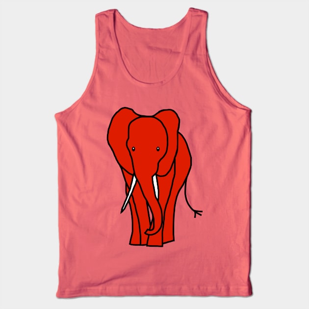 Red Elephant Minimal Line Drawing Tank Top by ellenhenryart